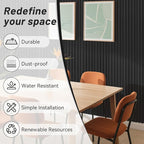 WPC Slat Wall Paneling, TV Background, Living Room, 94.5 x 6 in Matte Black - Image 5