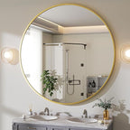 BEAUTYPEAK 24 Inch Round Mirror, Metal Frame Circle Mirror, Wall Mounted - Image 7