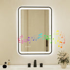 24x32 Inch Black Framed LED Bathroom Mirror by Unknown