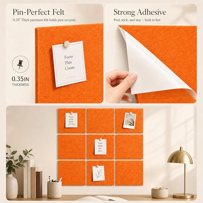 Large Cork Boards for Walls – 36" x 24" Self Adhesive Felt Wall Tiles - Image 5