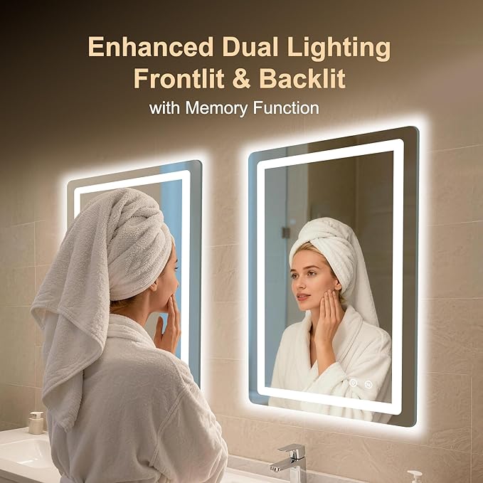 LED Bathroom Mirror, Smart Anti-Fog, Stepless Dimmable - Image 3