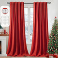 MIULEE Christmas Red Back Tab Blackout Curtain 96 Inch Long 2 Panels Set by MIULEE