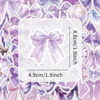 Purple Bow Stickers 55Pcs Vinyl Cute Aesthetic Bows Stickers for Water Bottle Scrapbook Laptop Luggage Helmet Bike Computer Motorcycle Skateboard,Waterproof Funny Trendy Decals for Teens Girls Women