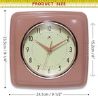 Infinity Instruments Square Retro Wall Clock, Terracotta - Image 7