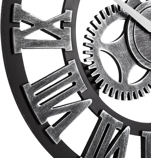 33" Roman Silver Noiseless Silent Gear Wall Clock - Image 2