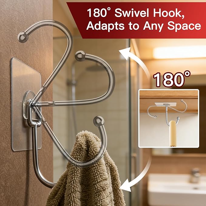 Latoxcaa Large Adhesive Hooks 12-Pack, Heavy Duty Wall Hooks - Image 4