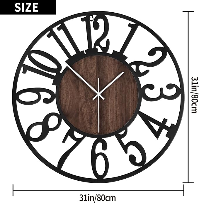 1st owned Large Wall Clock for Living Room Decor- 32" Decorative Antique Silent - Image 3