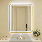 32x40 Inch Gold Framed LED Bathroom Mirror by Unknown
