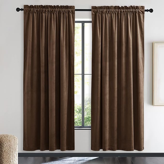 NICETOWN Thermal Insulated Brown Velvet Curtains, Sound Reducing Heavy Matt by NICETOWN