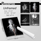 NCYEL 4Pcs Black and White Ballet Wall Art Girl Dancing Canvas Prints Elegant - Image 2