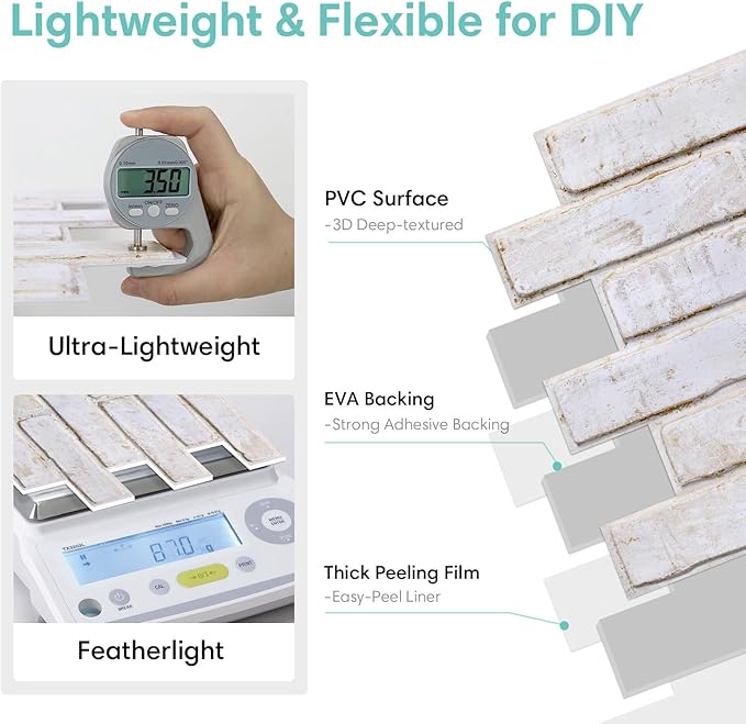Commomy 3D Peel and Stick Brick, Ultralight Thin PVC Faux Brick Wall Panels - Image 4