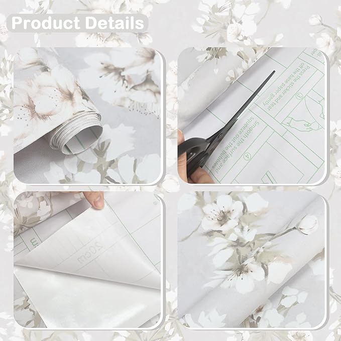 17.3" x 78.7" Floral Peel and Stick Wallpaper Removable Wallpaper Peel and Stick - Image 2