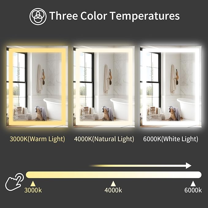Koonmi 36"x36" LED Mirror for Bathroom, 90CRI Anti-Fog Vanity Mirror - Image 7