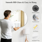 Fabuday Silver Round Mirror for Wall 26 inch - Image 6