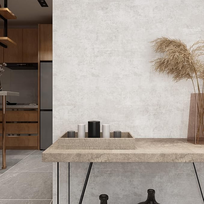 VEELIKE Neutral Concrete Wallpaper Peel and Stick Boho Concrete Contact Paper - Image 2