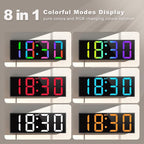 JALL 12'' Large Digital Wall Clock, Big LED Number Dispaly, RGB Colors - Image 3