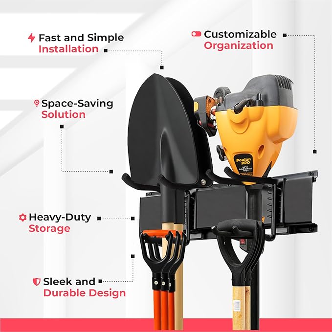 TIDYME Garage Wall Organizer | 80" Heavy-Duty Tool Storage Rack | Adjustable - Image 5