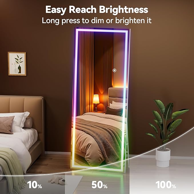 Hasipu 79"x35" LED RGB Bluetooth Full Length Mirror - Image 9