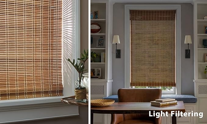 LazBlinds No Tools No Drill Cordless Bamboo Roman Shades, Light Filtering - Image 5