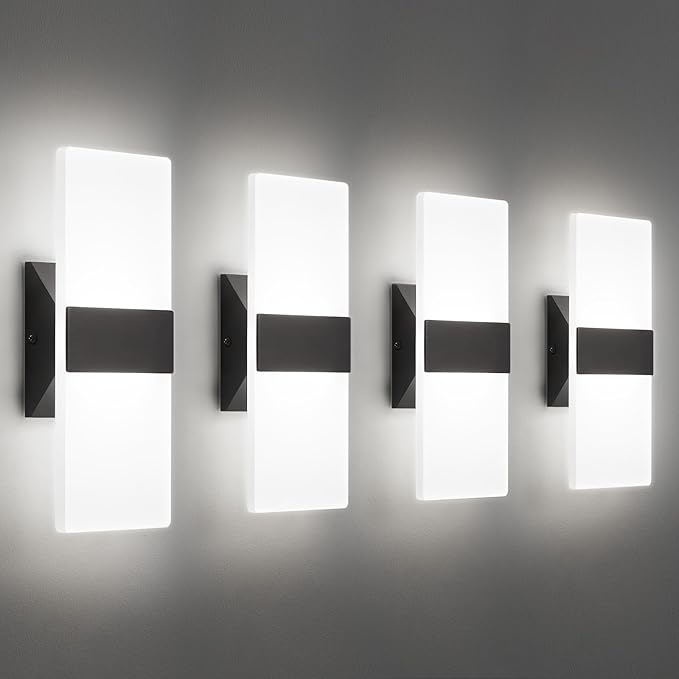 Modern LED Wall Sconces, 12 Inch Indoor Black Wall Lights, 12W 2700K-5000K by BrillianceMeetsDurability