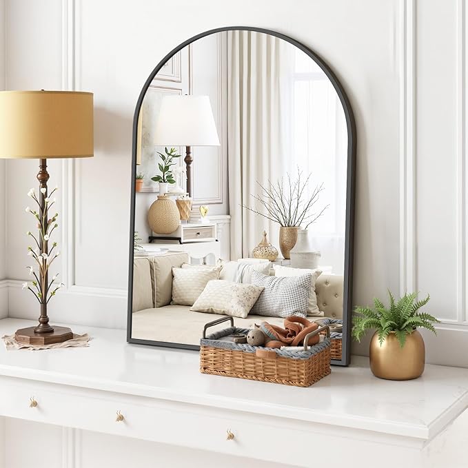 Arched Wall Mirror 30x20 Inch Black Bathroom Vanity Mirror - Image 2
