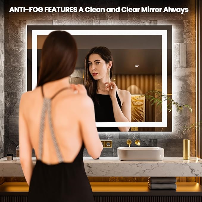 LOAAO 58"x40" LED Bathroom Mirror - Image 2