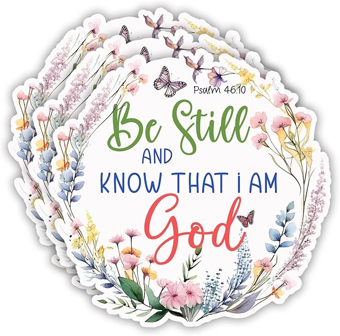 (3 pcs) Be Still and Know That I Am God Vinyl Decal Sticker Inspirational Quotes Jesus Bible Verse Christian Sticker for Water Bottle Laptops Phone Case Car Kindles Hard Hat - 3x3