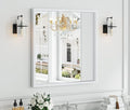 Syndra Square White Wood Frame Bathroom Mirror, Waterproof Slim Deep Frame by Syndra