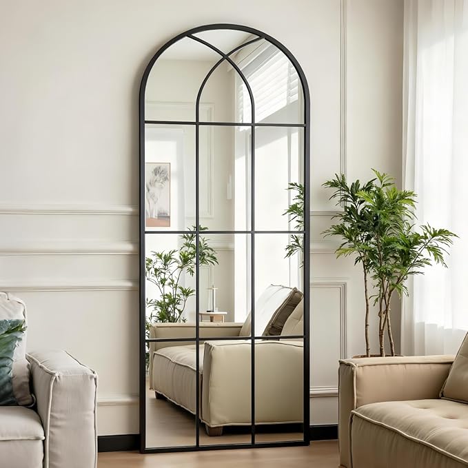 Dewfig 71"x32" Arched Window pane Full Length Mirror, Wall Mirror, Floor by YourSpacePerfectlyReflected