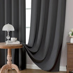 CUCRAF Dark Grey Blackout Curtains 45 inch Length 2 Panels Set, Rod Pocket Room - Image 5