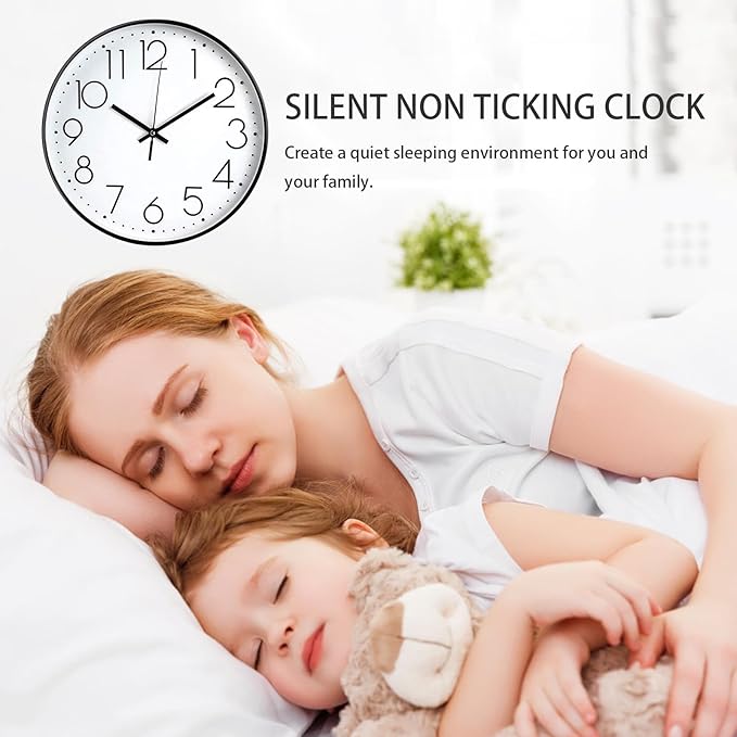 JUSTUP 8in Non-Ticking Wall Clock, Silent Battery Operated Wall Clock - Image 3