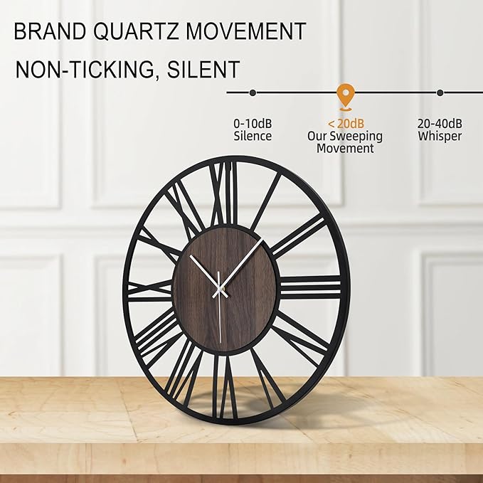 Large Wall Clock for Living Room Decor, 16 Inch Non Ticking Silent, Battery - Image 4