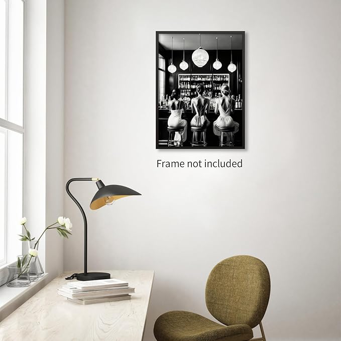 Vintage Black and White Canvas Wall Art Trendy Women Drink Cocktail Posters - Image 4
