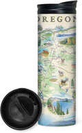 Xplorer Maps Oregon Map 16 Oz Travel Drinkware with Spill-Resistant Lid - Stainless Steel Vacuum Insulated Coffee Tumbler