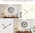 Vantic 24 Inch Large Wall Clock, Arabic Numeral Metal Oversized Wall Clocks - Image 4