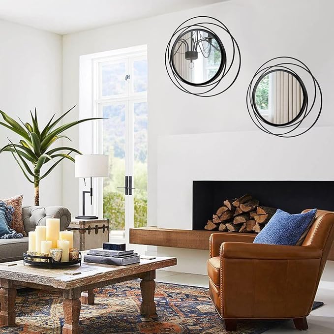 2 Set. Circle Mirrors for Wall Decor for Living Room Bedroom Bathroom Entryway - Image 3