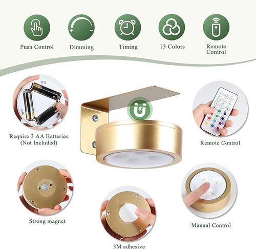 2-Pack Picture Light Battery Operated Painting Lights, 13 Color RGB Magnetic - Image 2