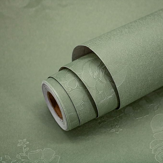 Green Flower Wallpaper Stick and Peel 17.7inch x 118.1inch Embossed Floral - Image 7