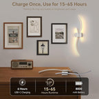 Battery Operated Wall Sconce Set of Two, Dimmable Modern LED Rechargeable Wall - Image 4