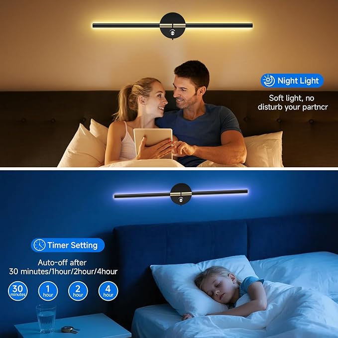 Wall Sconces with 360°DIY Independently Rotatable Lamp, 10000mAh Rechargeable - Image 9