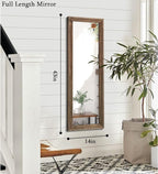 AAZZKANG Hanging Mirror Full Length Vintage Large Mirrors Wooden Framed 43"x14" - Image 2