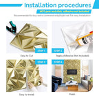 STICKGOO 3D Wall Panels for Interior Wall Decor, Champaign Gold Diamond Design - Image 6