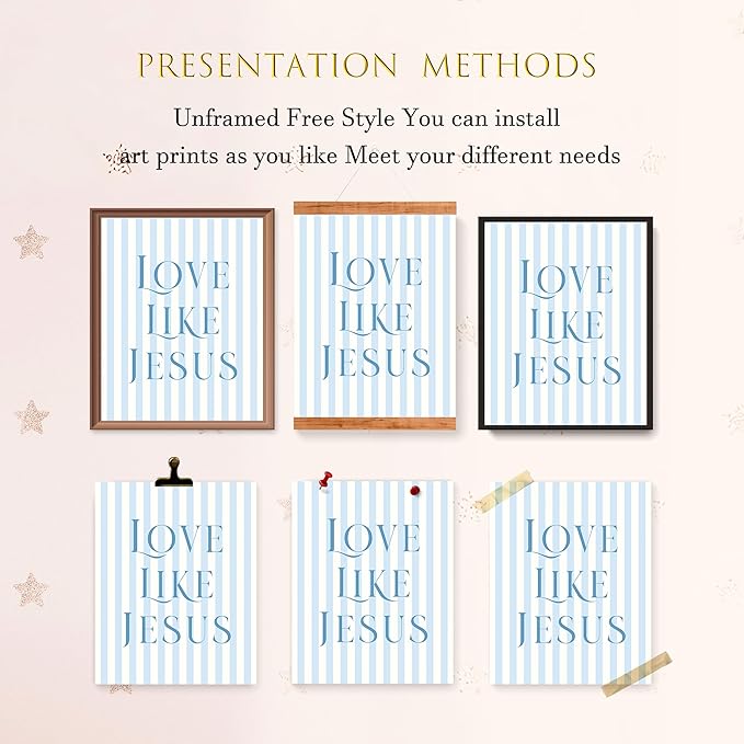 LARTSFRO Coquette Blue Bow Jesus Wall Art Decor Posters, Light Blue Bow - Image 4