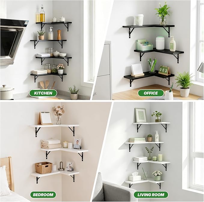 NATURE'S SOURCE Corner Floating Shelves, Corner Shelf Wall Mounted, Shelves - Image 6