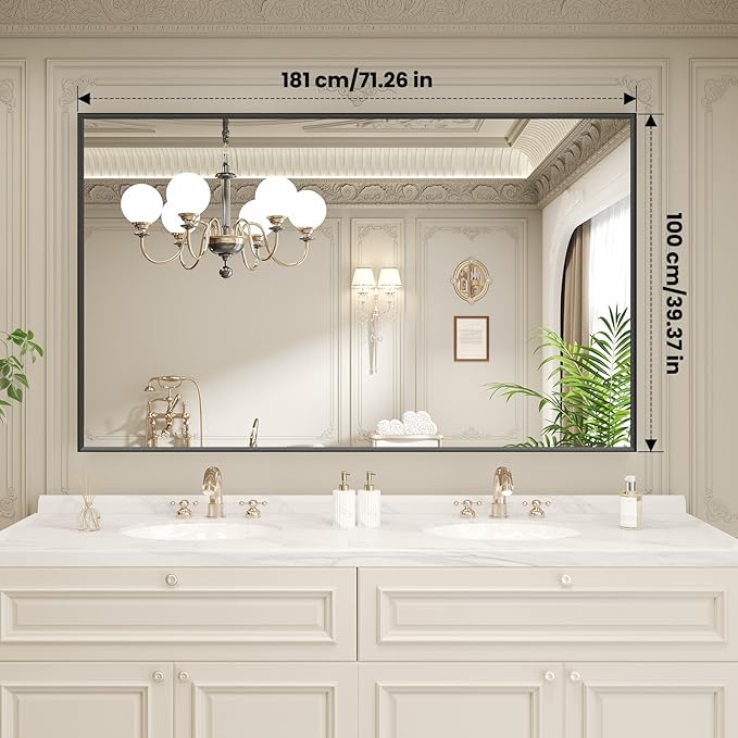 LOAAO Black Bathroom Mirror 72"X40" - Image 9