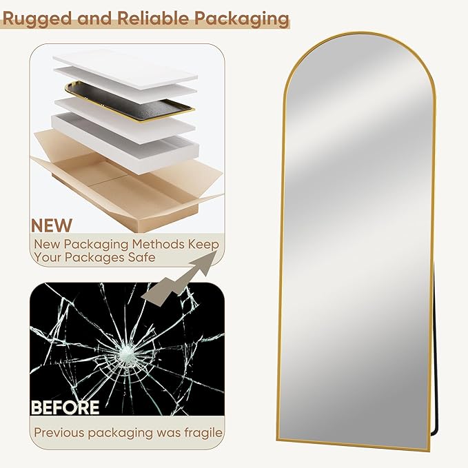 58"x18" Full Length Mirror, Arched Full Body Mirror, Standing Hanging or - Image 6