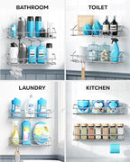 Nieifi Shower Caddy Shelf Storage Rack Adhesive Without Drilling Stainless Steel - Image 8