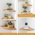 Corner Shelf, 16inch Natural Oak Solid Wood Floating Corner Shelves Wall Mount - Image 4