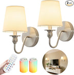 Battery Operated Wall Sconces set of Two, Rechargeable Wall Sconce by Nuanshued