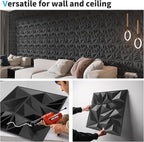 Art3d 50-Pack 3D Wall Panels for Interior Wall Decor, Modern Diamond Textured - Image 7